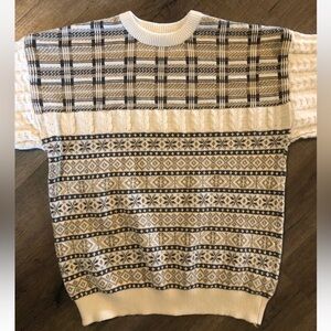 Vintage Mens FIRST ISSUE Christmas Sweater Large Beige Multicolor